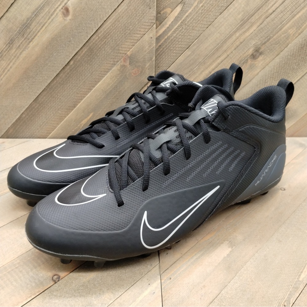 Nike Alpha Huarache 8 Pro Black Lacrosse Cleats Mens Size 12 Athletic Shoes